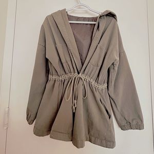 Dark olive color stylish trench jacket
